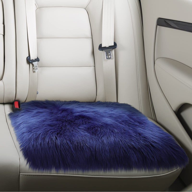 Softlife Blue Faux Fur Sheepskin Chair Cover Seat Cushion Pad Super Soft Area Rugs for Living Bedroom Sofa Dorm (1.6ft x 1.6ft, Royal Blue) - Image 5